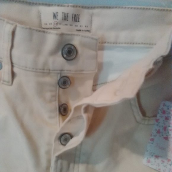 Free People We The Free Button Fly Jeans Raw Hems - Picture 2 of 3